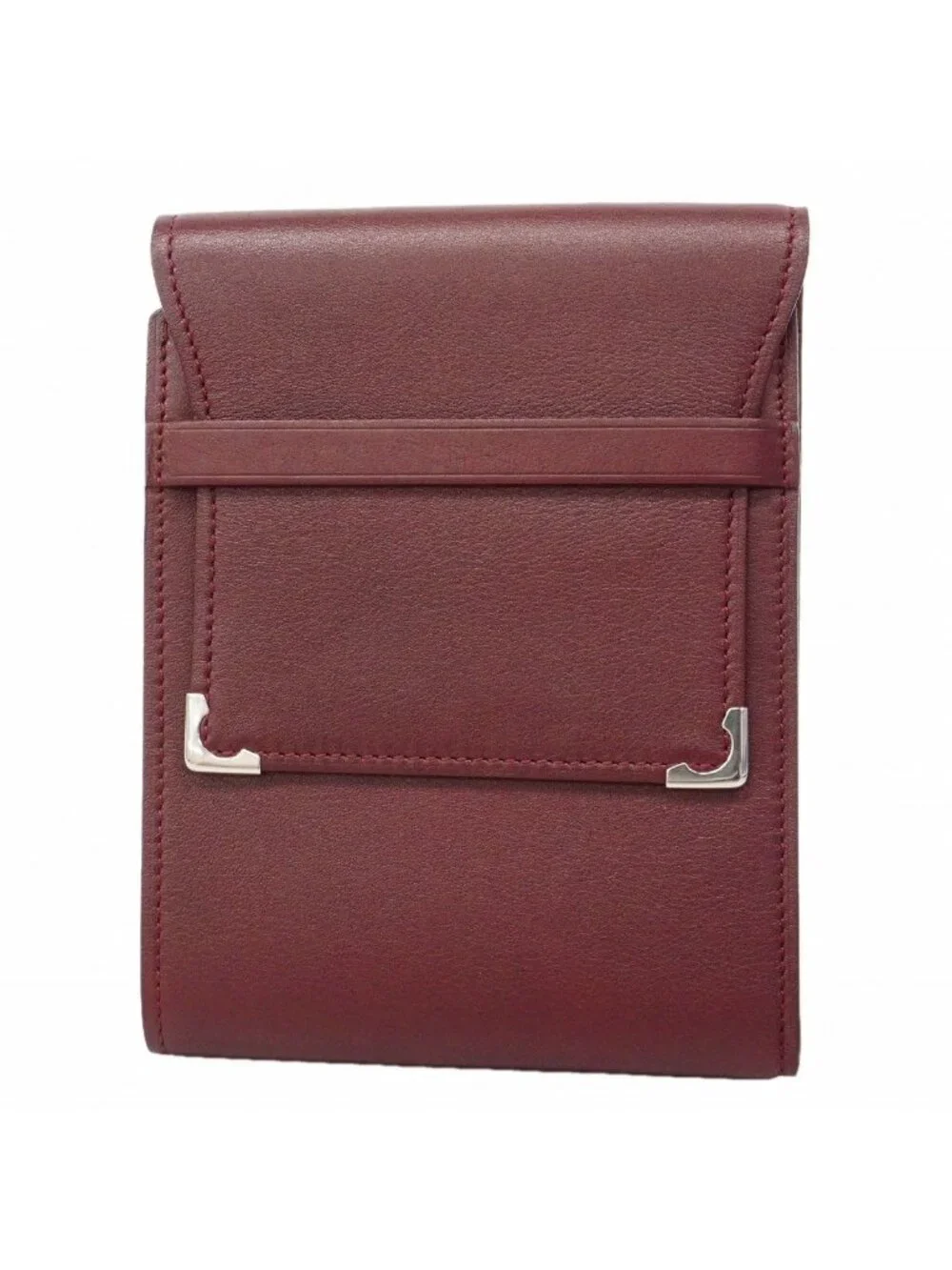 Cartier Trifold Wallet Must Leather Bordeaux Silver